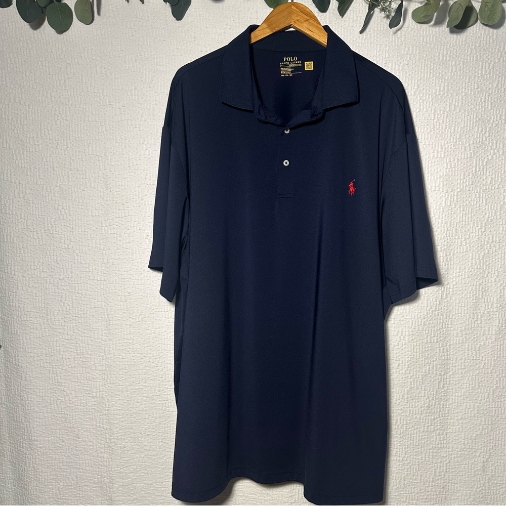 POLO RALPH LAUREN Performance Polo Shirt Men's 3XB Navy Golf Collar NWOT